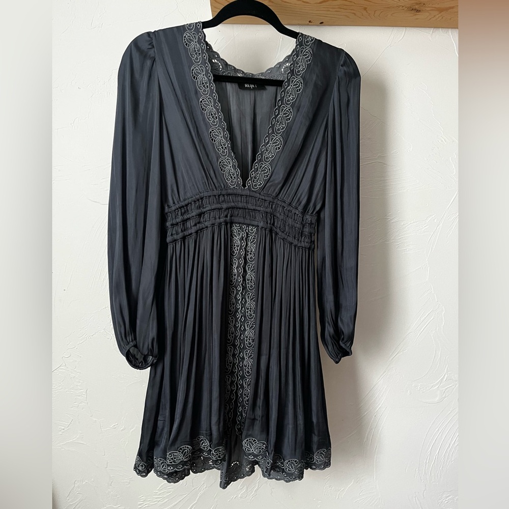 Reset by Jane Long Sleeve Dress with Embroidered Details S